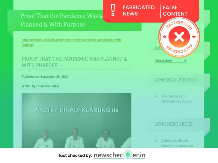 Article On “Proof That The Pandemic Was Planned” Includes False And Unsubstantiated COVID-19 Related Claims