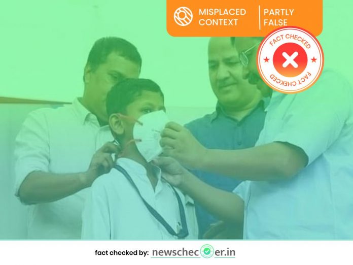 2019 Image Of Arvind Kejriwal Putting Mask On A Young Boy Shared Amid COVID-19 Pandemic
