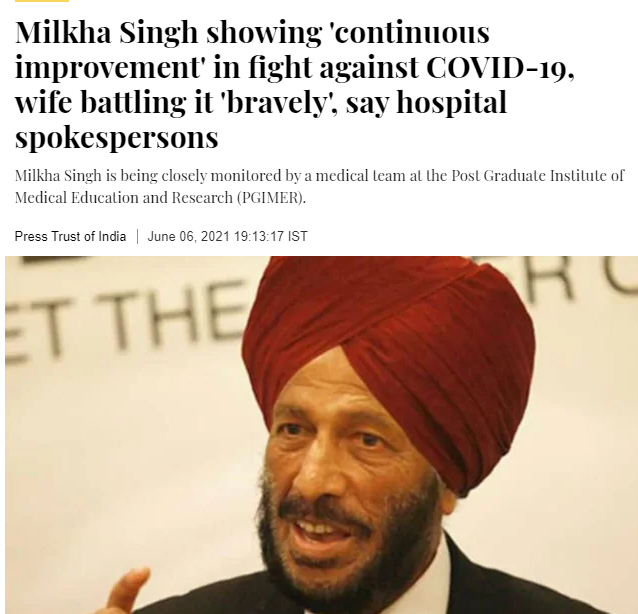 Milkha Singh death reports is a hoax
