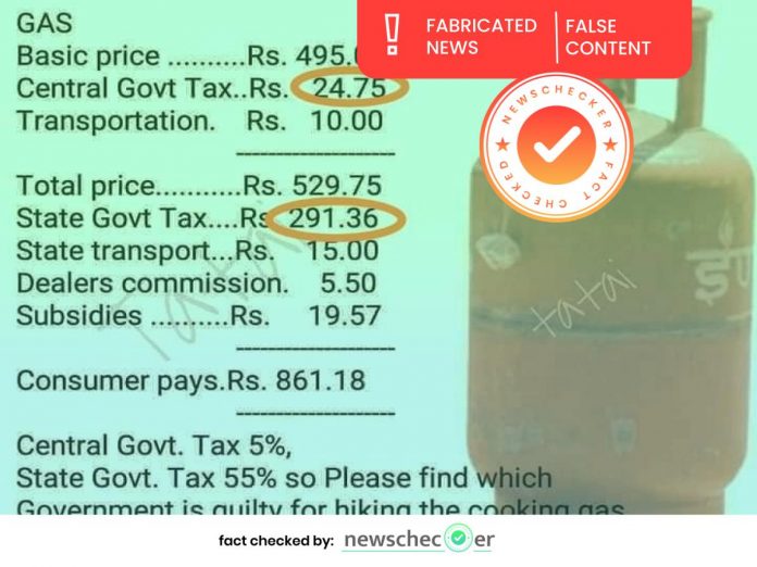 State Government’s Do Not Levy 55% Tax on LPG Cylinders, Viral Message Is False