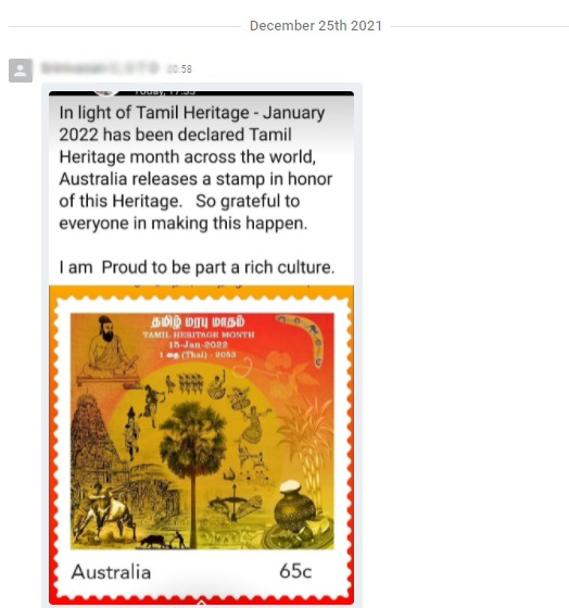 Tamil heritage month viral WhatsApp post 