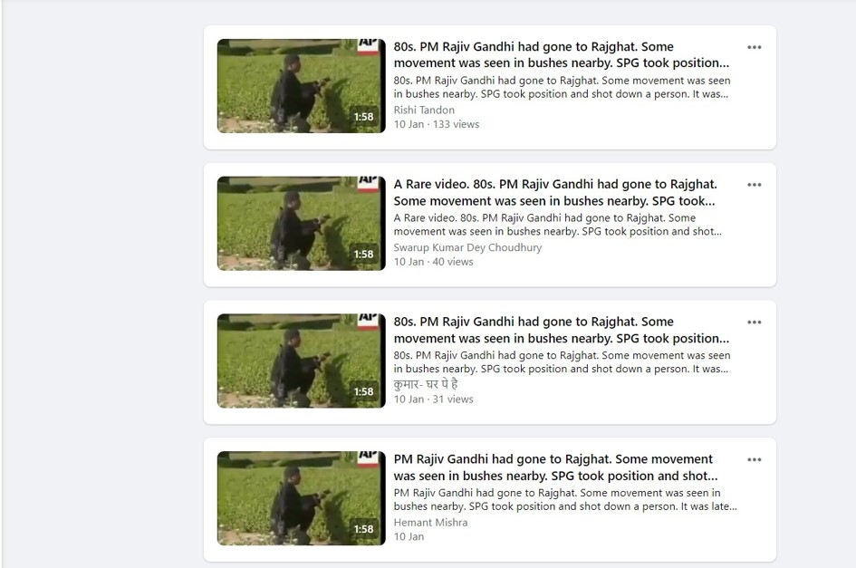 Facebook users are sharing video claiming that Rajiv Gandhi's security killed a beggar at Rajghat. 