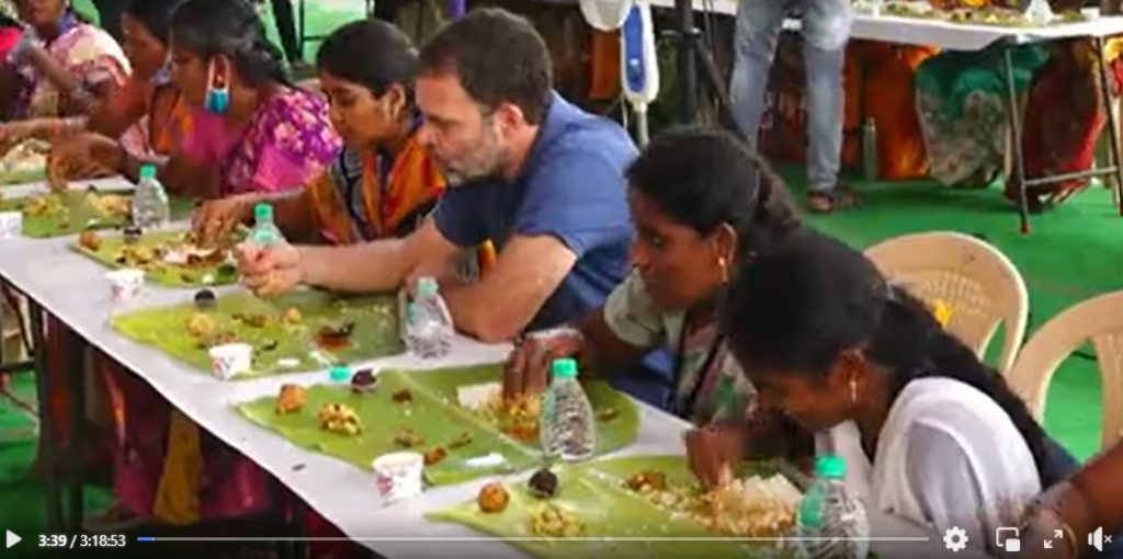Claim that Rahul Gandhi had food with face mask on is misleading 