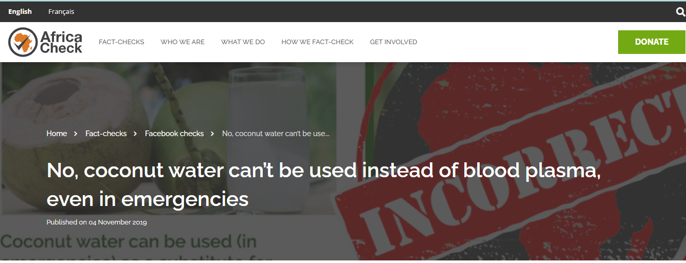 Viral Claim That Coconut Water Can Be Used As A Substitute For IV Bag