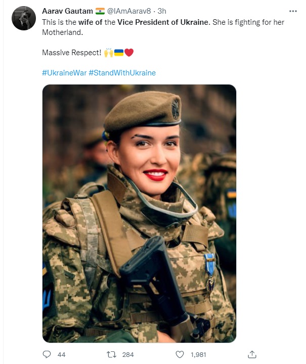 Tweet claiming to show Ukraine Vice President's Wife