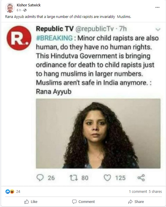 No, Rana Ayyub Didn’t Defend Minor Child Rapists