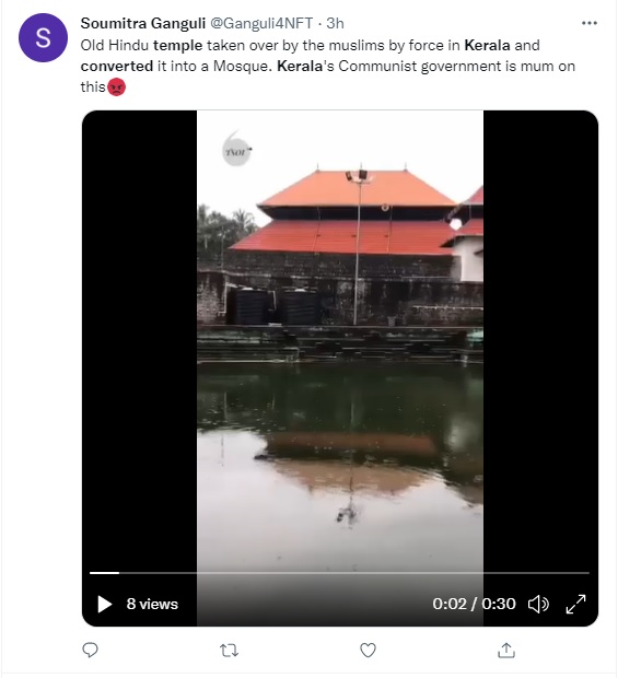 tweet claiming that Muslims converted ancient temple in Kerala to a mosque