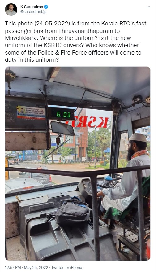 Kerala Bus Driver Did Not Wear ‘Islamic Uniform’ On Duty