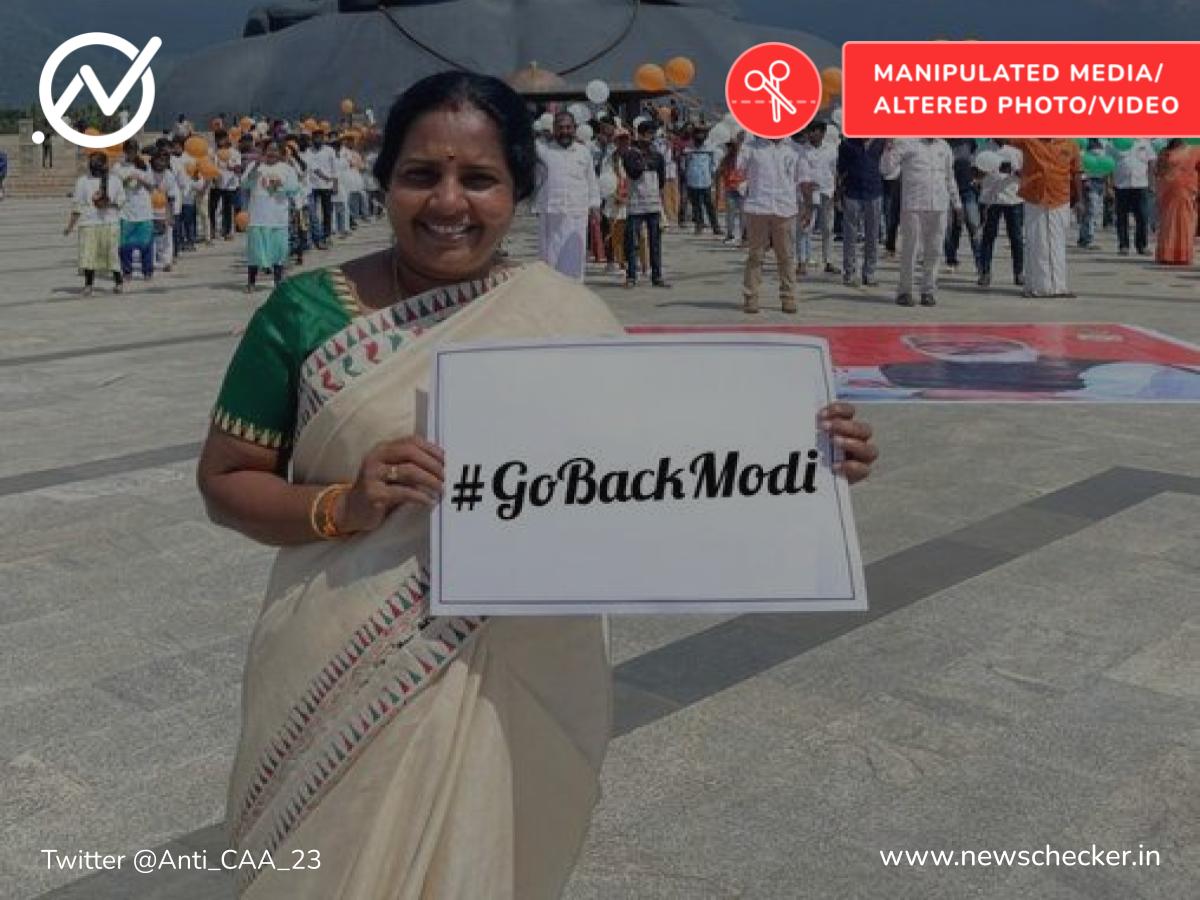 ‘GO Back Modi’ பதாகையை ஏந்தி பிரதமர் வரவை எதிர்த்தாரா வானதி சீனிவாசன் ?