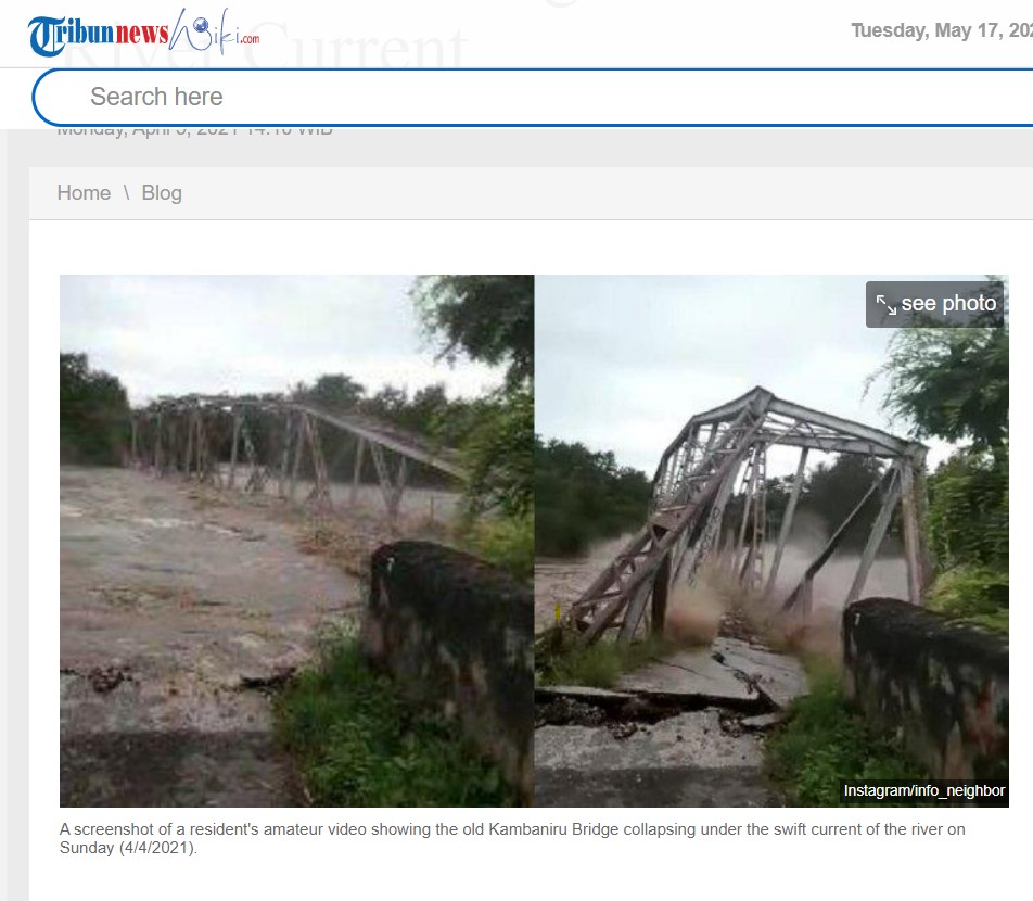 Video of bridge collapse is from Indonesia. Not related to Assam Floods.