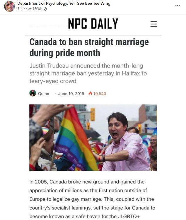 Canada Has Not Banned Straight Marriage During Pride Month, Viral Claim Is A Satire 