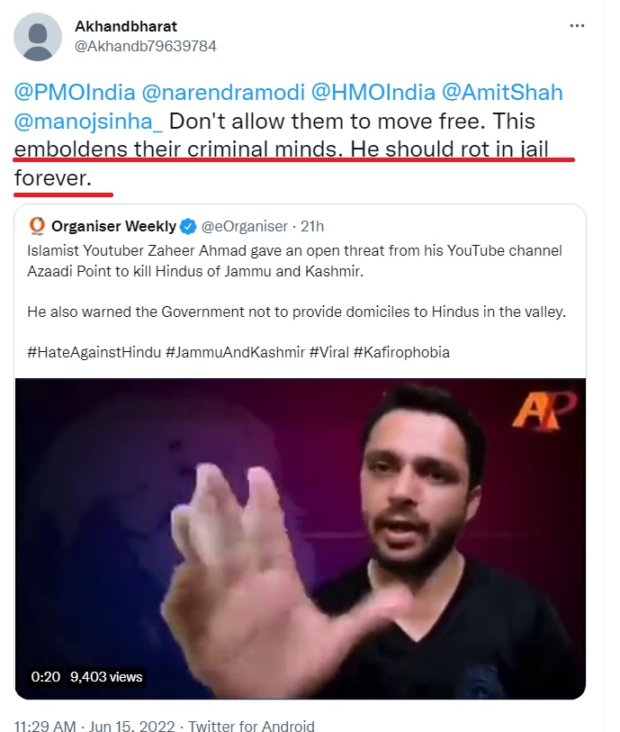 YouTuber Threatening To Kill Hindus In Kashmir Is From Pakistan ...