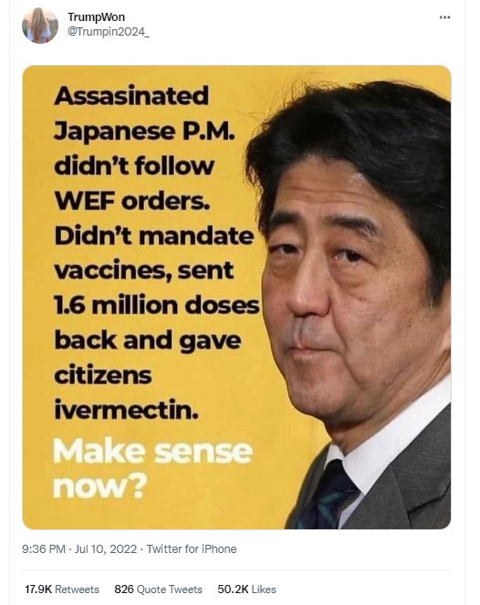 Shinzo Abe Killed Over Japanese COVID Policies? No, Viral Claim Lacks Evidence 