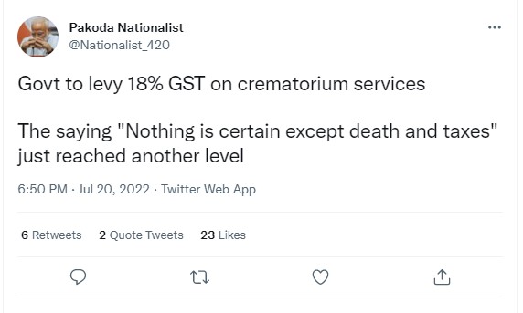 Central Govt Imposed 18% GST On Crematorium Services? No, It’s Untrue