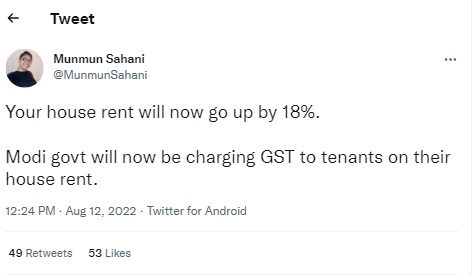 Claim that 18% GST on house rent is misleading