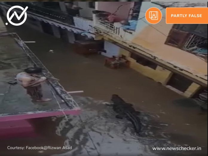 Viral video claiming a crocodile is wading through a flooded Bengaluru locality is from Madhya Pradesh, where heavy rain caused floods in August 2022.