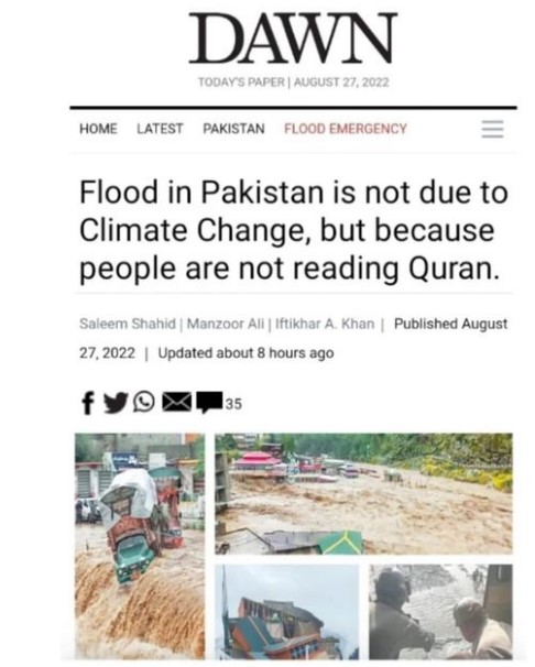 ڈان اخبار نے 'قرآن نہیں پڑھنے والے لوگوں' کو قرار نہیں دیا پاکستان میں آئے سیلاب کی وجہ