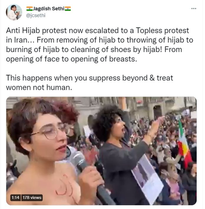 Woman Protesting Topless In Iran No Viral Video Is From Amsterdam Newschecker 