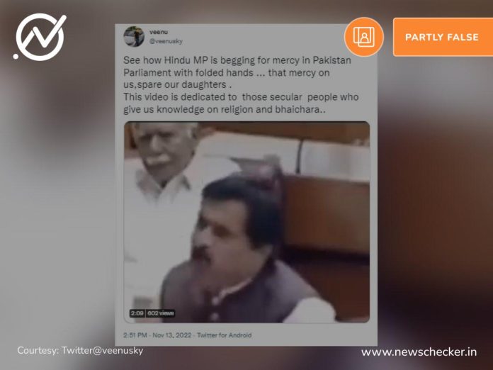 The viral video of ‘Pakistani Hindu MP begging for mercy’ in their national assembly was found to be of Christian legislator’s outburst against forced religious conversions.