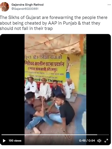 A video of a campaign by ex-servicemen from Punjab, urging citizens to not vote for AAP ahead of the recently held bypoll in Adampur, Haryana, is being falsely claimed to be for the upcoming Gujarat polls.