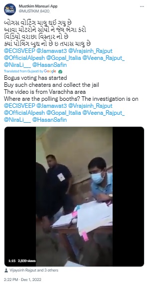 A viral video claiming voting fraud in the ongoing Gujarat assembly elections is actually from West Bengal civic elections in February 2022.