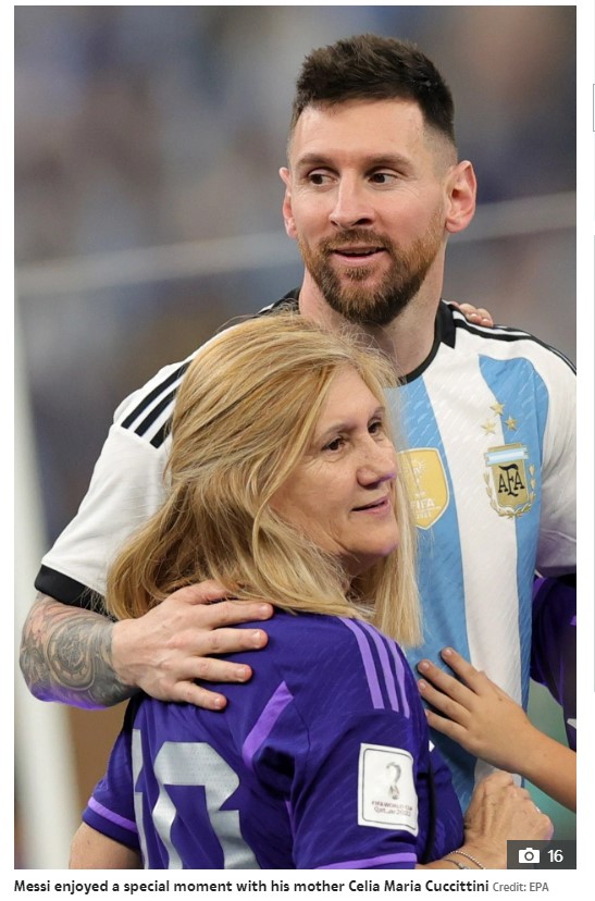 Messi Hugging His Mother
