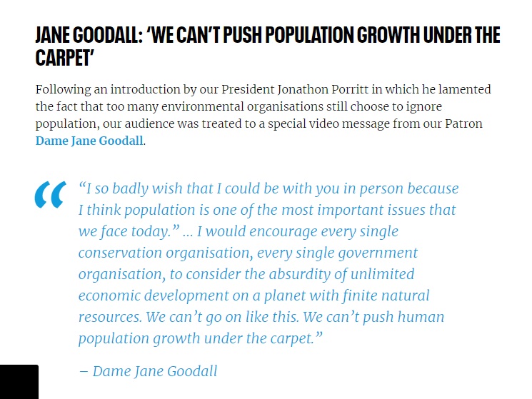 Conservationist Jane Goodall did not push for depopulation efforts and her speech at a 2020 World Economic Forum event has been taken out of context and misquoted. 