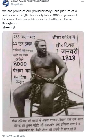 Viral photo claimed to be of a Mahar soldier who fought in the 1818 Bhima-Koregaon battle was found to be of a South African prince.