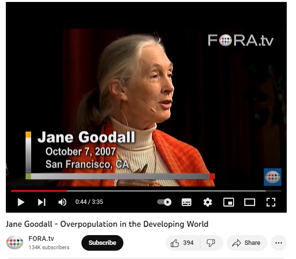 Conservationist Jane Goodall did not push for depopulation efforts and her speech at a 2020 World Economic Forum event has been taken out of context and misquoted. 