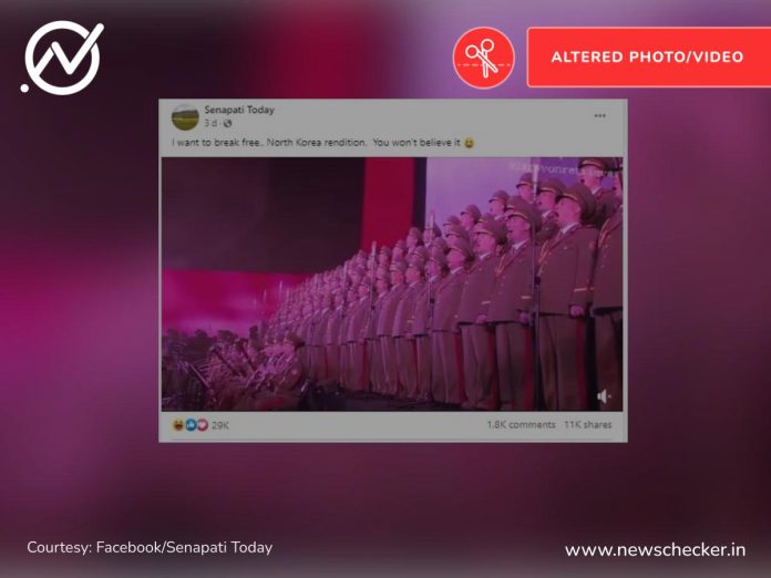 Viral video of North Korean military band performing Queen hit, ‘I want to break free’, found to a digitally altered clip, combining visuals from various joint performances of a North Korean girl band and the state military choir, along with the audio from an unrelated event.