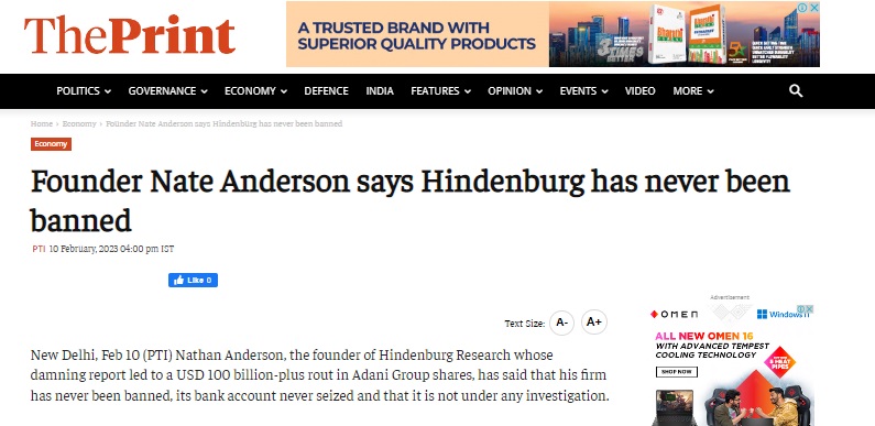 Newschecker found that Hindenburg Research is not banned in the US.