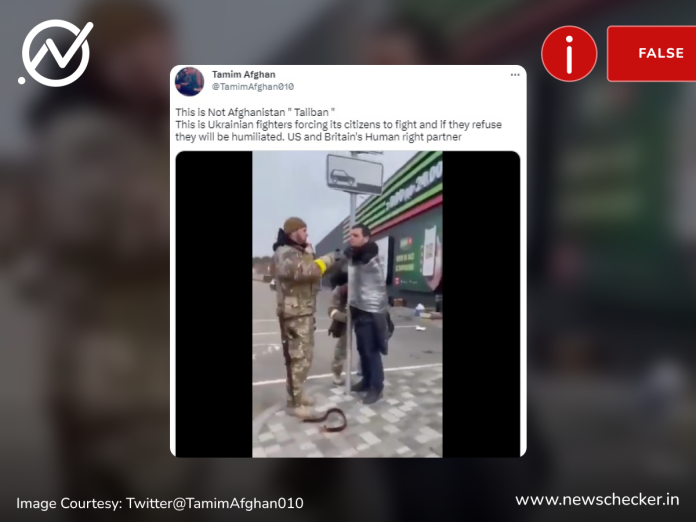 Viral video claimed to be of Ukraine military humiliating citizens for refusing to join the war was found to be a 2022 clip of ‘thieves’ being publicly humiliated.