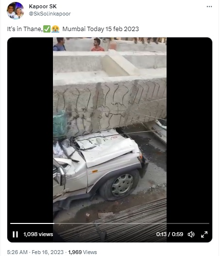 Video of a flyover collapse in Varanasi in 2018 falsely shared as an incident in Thane on February 15, 2023.