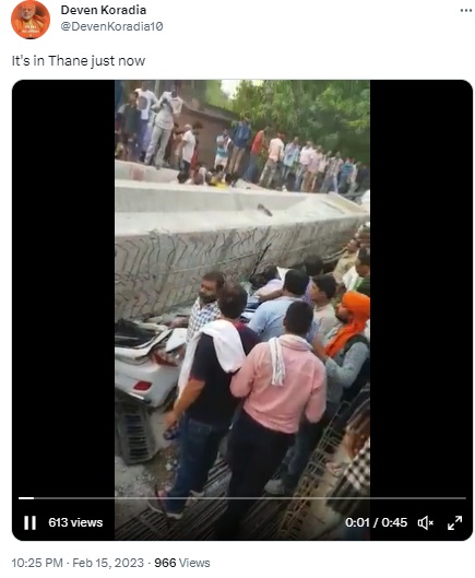 Video of a flyover collapse in Varanasi in 2018 falsely shared as an incident in Thane on February 15, 2023.