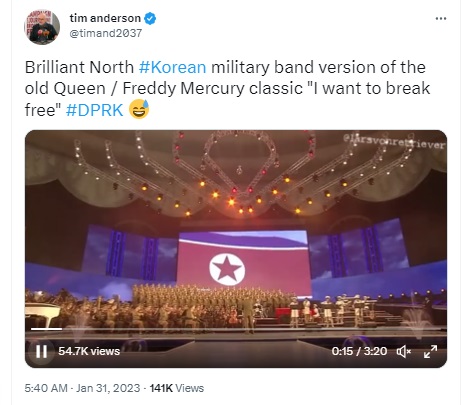 Viral video of North Korean military band performing Queen hit, ‘I want to break free’, found to be a digitally altered clip, combining visuals from various joint performances of a North Korean girl band and the state military choir, along with the audio from an unrelated event.