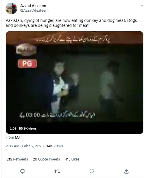 Viral Video Does Now Show Pakistani Residents Slaughtering Dogs & Donkeys For Food Amid Current Economic Crisis