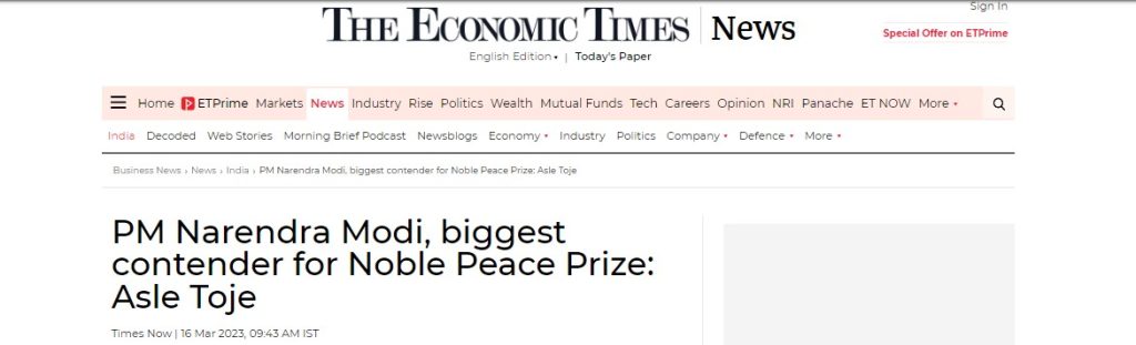 Fact Check: पीएम मोदी नोबेल शांतता पुरस्काराचे ‘प्रबळ दावेदार’? अस्ले टोजेला केंद्रीभूत व्हायरल दाव्याचे सत्य हे आहे