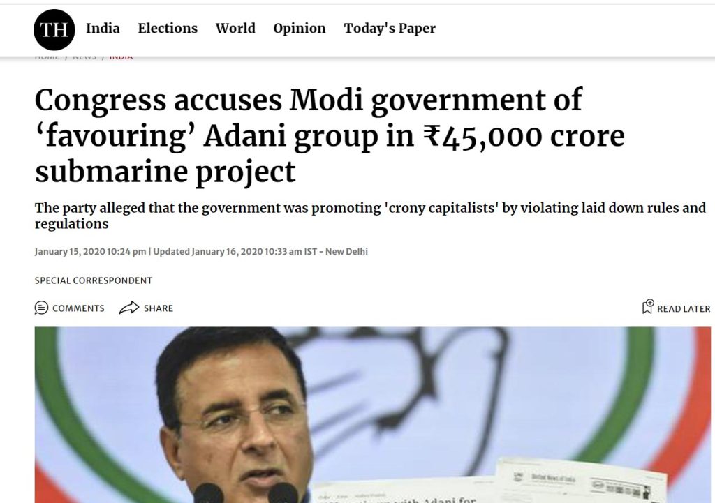 Screen sot of The Hindu report