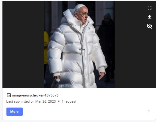 An image of Pope Francis in a white puffer jacket was found to be digitally created using an AI tool.