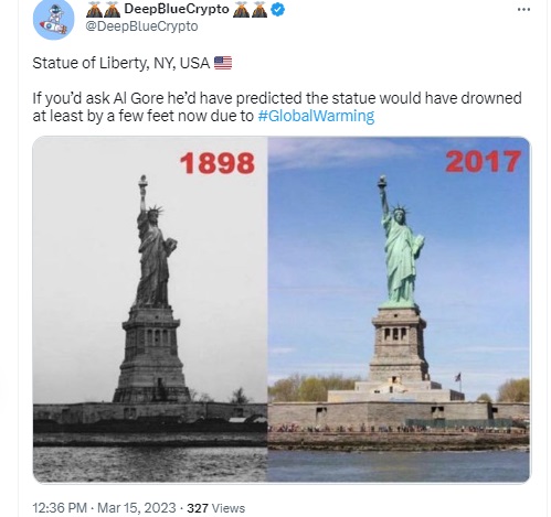 Viral photos of the Statue of Liberty taken more than 100 years apart do not disprove sea level rise as they don’t account for tidal fluctuations, even though a global increase in sea levels has been documented.