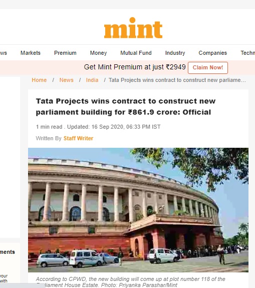 Viral post falsely claims that Tata is building the new Parliament building at a cost of just ₹1 to the government and construction was completed in 17 months. Newschecker learnt that Tata Projects won the contract to build a new Parliament building with a ₹861.90-crore bid, while construction is still going on after it started from January 2021.