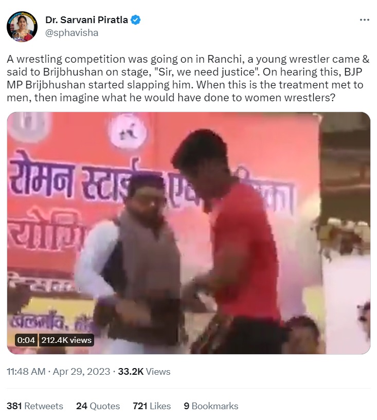 Old Video Of Brij Bhushan Singh Slapping Wrestler Falsely Linked To Recent Wrestlers Protest