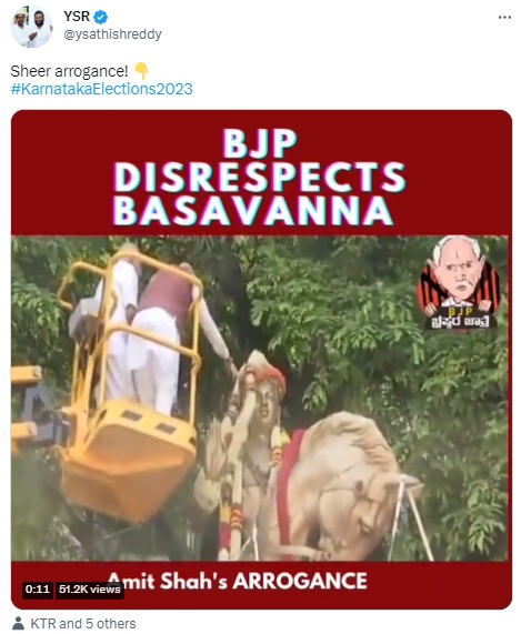 Video of Union home minister Amit Shah flinging a garland at a Basavanna statue in Bengaluru was from 2018, and not during campaigning for the 2023 Assembly elections.