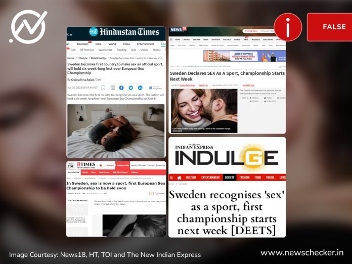 Viral news reports stating that Sweden has declared sex as a sport were found to be false.