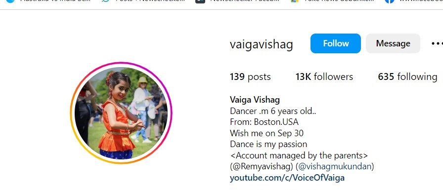 Instagram Profile of Vaiga