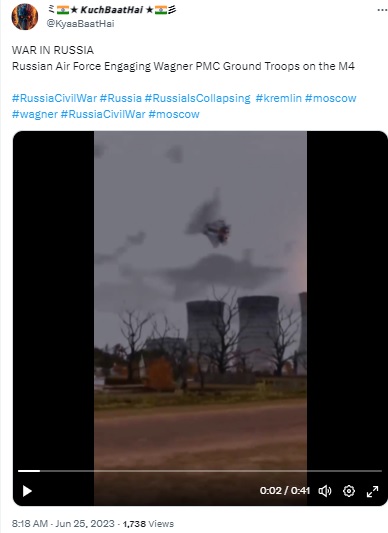 Video game footage of an air battle is being peddled as a clip of the Wagner group rebellion in Russia.