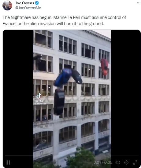 A video taken during filming of an elaborate stunt for a Fast And Furious movie in Cleveland has been falsely linked to the ongoing violence in France.