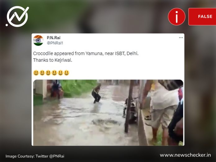 Viral video claimed to show a crocodile on a waterlogged road in Delhi was found to be an incident in Vadodara in 2019.