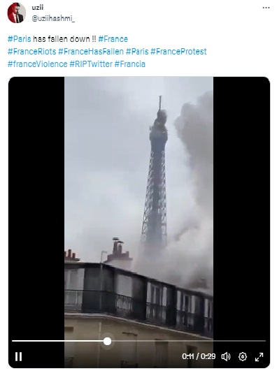 A CGI video released by Ukraine last year, which was created by a French film-maker, as an awareness message during the Russia war has been falsely claimed to be real footage of airstrikes in Paris.