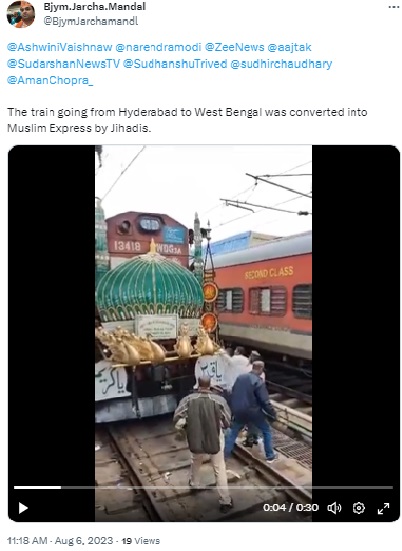 A video of a special pilgrimage train from Hyderabad to Karnataka for devotees to visit the tomb of a Sufi saint on his death anniversary has gone viral with a communal spin. 

